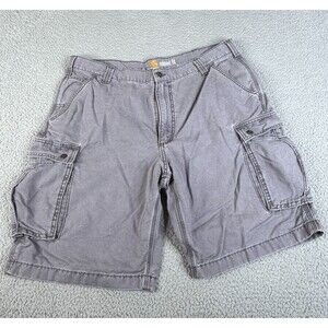 CARHARTT Cargo Shorts Men 40 Gray Relaxed Fit Canvas Streetwear 10" Inseam Faded